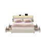 SONGMICS RMB827LH01 Bed Frame, 4 Drawers, Sand, 210.2 × 149 × 88.2/94.7 cm
