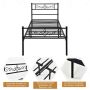 Bed frame, Single bed, Black, 197 × 88.5 × 92 cm