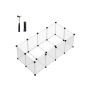 Animal enclosure made of white plastic panels, with floor panels