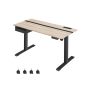 Height-adjustable electric desk 60 x 140 cm with sockets and USB ports, gray - black