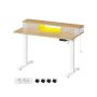 Electric height-adjustable desk with lighting 60x120x120cm., white/light brown