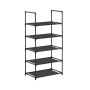 Shoe rack with 5 shelves made of non-woven material, black