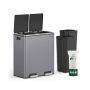 Trash can with 2 compartments 59x36.5x65.2cm., dark gray