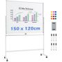 Magnetic board, Double-sided, mobile, White/black, 156 × 54 × 195/215 cm
