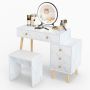 Makeup table, With removable LED mirror, 5 drawers and stool, 100 × 45 × 116.5 cm