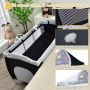 Playpen, 2 sleeping heights, blue/black, 120 × 60 × 76 cm
