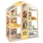 Wooden dollhouse for children with furniture and figures, 3 rooms
