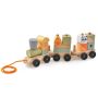 Wooden train set, 2 carriages and 14 blocks, 38.1 × 7.62 × 12.7 cm