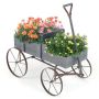 Wooden planter-trolley, 2 planting zones, 62 × 34 × 60 cm