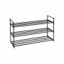 Metal shoe cabinet, 3 compartments, black