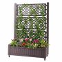 Mobile raised planter with trellis, Brown, 80 × 40 × 140 cm