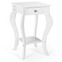 Bedside table, with drawer and lower shelf, White, 38.1 × 59.69 × 38.1 cm