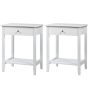 Bedside tables, 2 pcs., with drawers and open shelves, White, 46.99 × 62.23 × 35.56 cm
