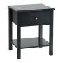Bedside table, 1 drawer, open shelf, white and black, 48 × 58.5 × 40 cm