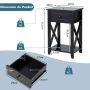 Bedside table, 1 drawer, Black/white, 40.64 × 50.8 × 30.48 cm