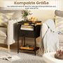 Bedside table, 2 pcs., with drawer and shelf, Black, 39.4 × 64.8 × 31.8 cm