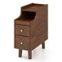 Bedside table, pull-out tray and 2 drawers, Brown, 41 × 50 × 20 cm