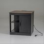 Bedside table, With charging station, Black, 60 × 60 × 61 cm