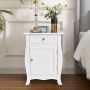 Bedside table, With drawer and door, White, 45 × 60 × 35 cm