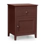 Bedside table, with drawer and cabinet, Brown, 48.26 × 63.5 × 38.1 cm
