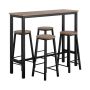 Set of 4 bar stools with tables, black/brown