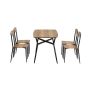 Set of 4 kitchen chairs and dining table, brown/black