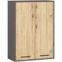 Ripustettava kylpyhuonekaappi FIN H934 W64, 2 ovea, harmaa/ruskea, 64 × 94 × 30 cm