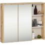 Seinäkiinnitteinen kylpyhuonekaappi peilillä VAMI W90, 2 saranaovea, ruskea/beige, 90 × 75 × 15 cm