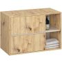 Seinäkiinnitteinen kylpyhuonekaappi VAMI W90, 2 laatikkoa, 2 avointa hyllyä, ruskea/beige, 90 × 60 × 45,5 cm