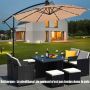 Hanging Outdoor Umbrella, with 24 LED Lights, Sand