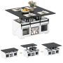 3-in-1 Lift-up Coffee Table with 3 Hidden Compartments, Black and White