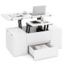 Lifting coffee table with 4 stools and hidden storage compartment, white