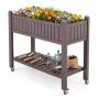 Raised planter with wheels, 2 parts, Brown, 108 × 44 × 88.5 cm