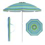 Beach umbrella, with sand anchor, Green/blue, Ø198 × 206 cm