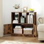 Freestanding bookshelf, 3 cubes, 1 cabinet, Brown, 70 × 70 × 30 cm