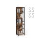 Freestanding shelf VASAGLE LBC023B01, 4 shelves, 4 S-shaped hooks, Brown/black, 30 × 175.6 × 40 cm