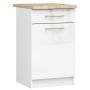 Lattialla seisova keittiökaappi OLIWIA S50, työtason, oven ja laatikon kanssa, Valkoinen, 50 × 85 × 46 cm