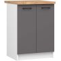 Lattialle sijoitettava keittiökaappi OLIWIA S60, 2 ovea ja työtaso, valkoinen/harmaa, 60 × 85 × 46 cm