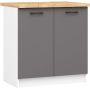 Lattiamallinen keittiökaappi OLIWIA S80, 2 ovea, valkoinen/harmaa, 80 × 85 × 46 cm
