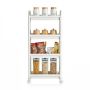 Stand-alone shelving trolley, 4 shelves, White, 54 × 18.5 × 103 cm