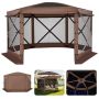 Katos VEVOR FY12X12Brown-6, 8–10 henkilölle, 6 sivupaneelia, Ruskea, 3,6 × 3,6 × 2,2 m