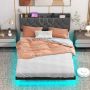 Floating bed with LED lighting and adjustable headboard, 200×140×100 cm, gray