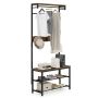 Hallway rack, with bench and shoe shelves, 80 × 32 × 169 cm