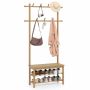 Hallway bench, 3 in 1, 11 hooks, natural, 71.12 × 170.18 × 30.48 cm