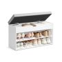 VASAGLE Hallway Bench, 3 shelves, White/grey, 80 × 44 × 30 cm