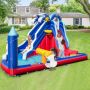 Inflatable water park, with slide and climbing wall, 414 × 300 × 235 cm