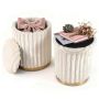 Poufs, 2 pcs, Sand, Ø 36 × 45 cm; Ø 31 × 39 cm