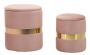 Sheffild poufs, 2 pcs, Pink/gold, Ø 37 × 42 cm – Ø 28 × 35 cm