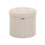 SONGMICS Round Folding Pouf with Storage Box, Sand, Ø 46 × 45 cm