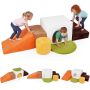 Foam climbing block set with slide, 6 pieces, Red/white